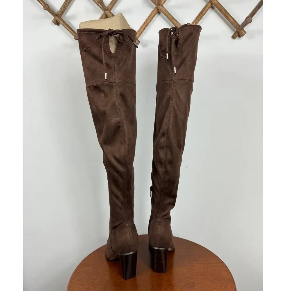 New Marc Fisher LTD Okun Over the Knee Boot in Dark Brown Faux Suede Size 7.5
